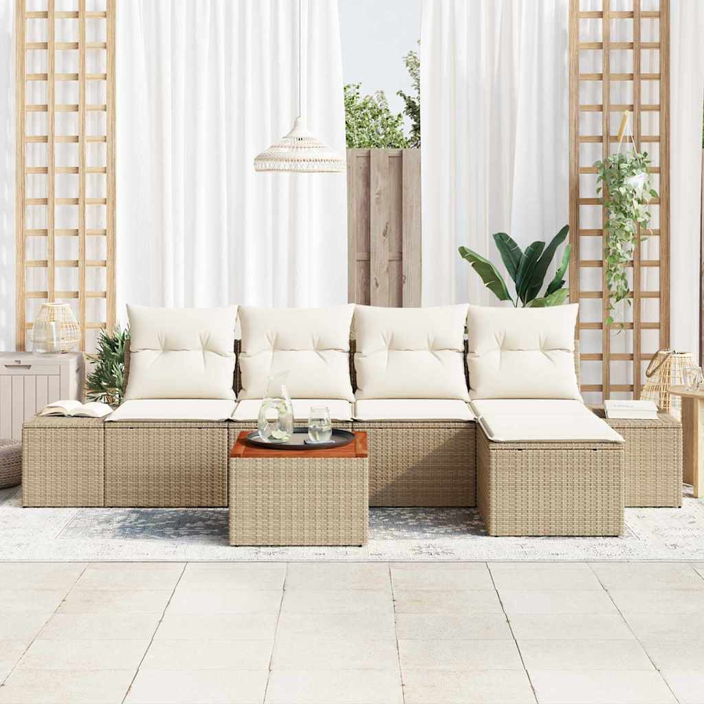 Set Divano da Giardino 6 pcs Beige e bianco - homemem39