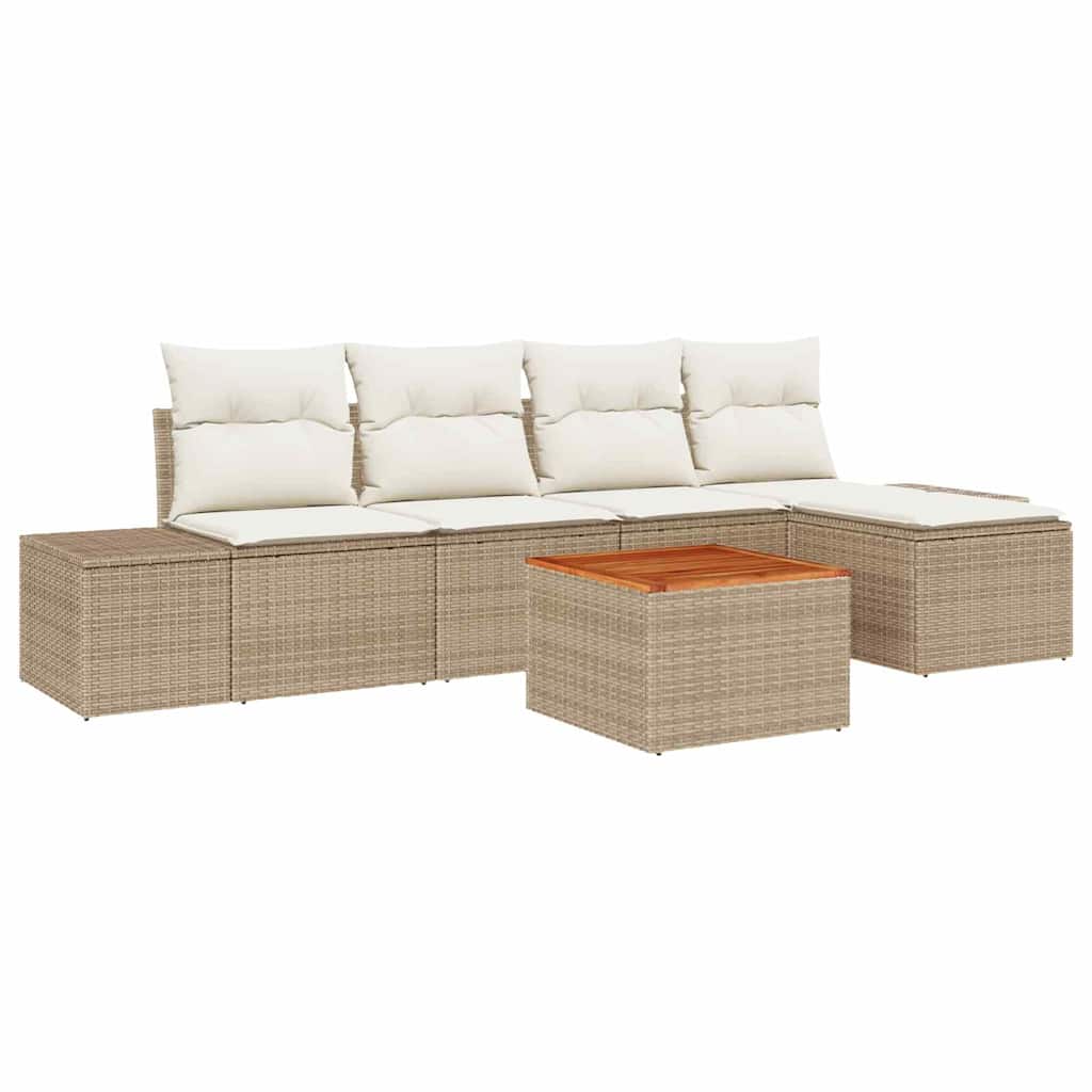 Set Divano da Giardino 6 pcs Beige e bianco - homemem39