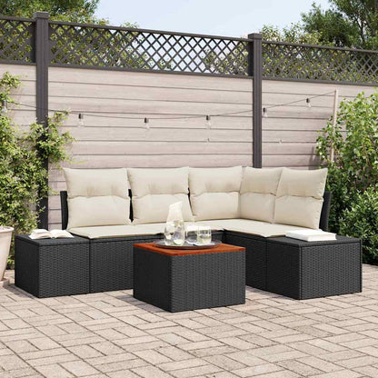 Set Divano da Giardino 5 pcs Nero e Crema polyrattan | homemem39