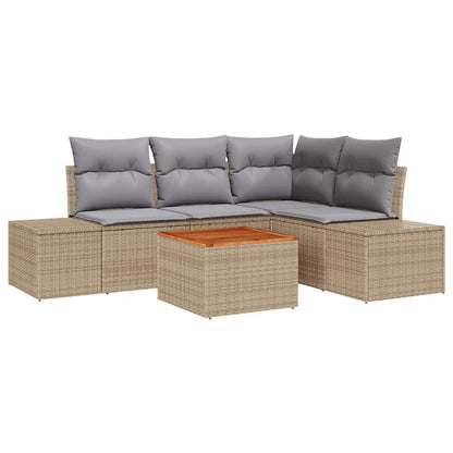 Set Divano da Giardino 5 pcs Beige e Grigio Chiaro polyrattan | homemem39