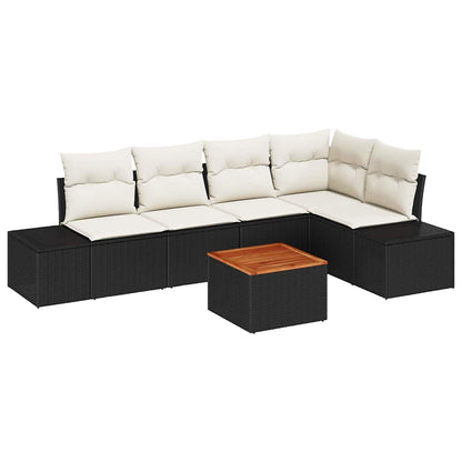 Set Divano da Giardino 6 pcs Nero e Crema polyrattan | homemem39