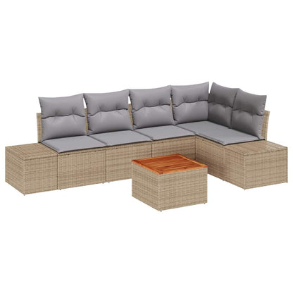 Set Divano da Giardino 6 pcs Beige e Grigio Chiaro polyrattan | homemem39