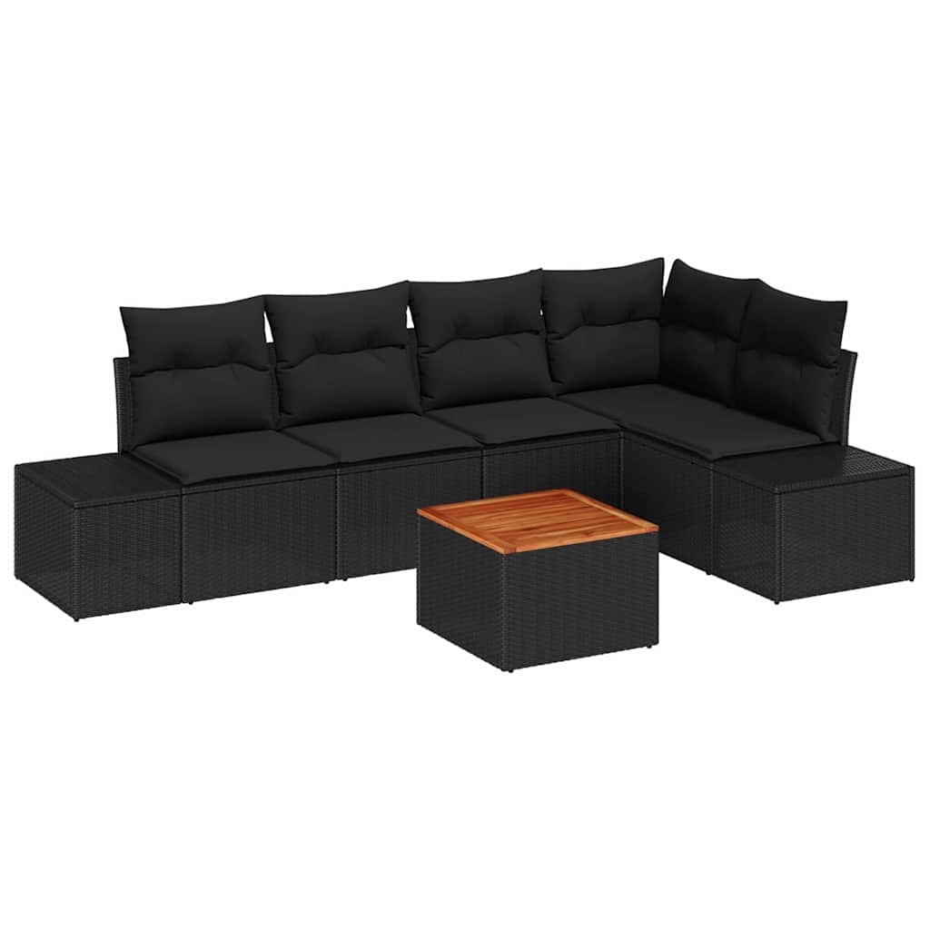 Set Divano da Giardino con archiviazione 6 pcs Nero polyrattan | homemem39
