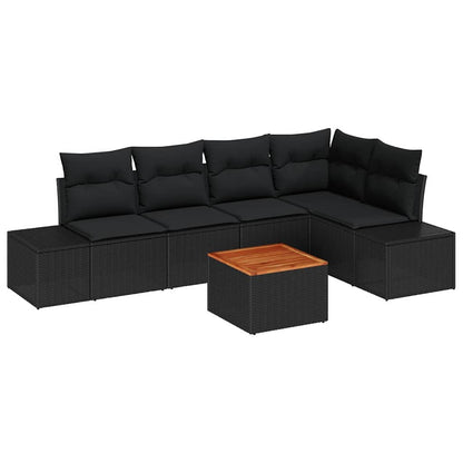 Set Divano da Giardino con archiviazione 6 pcs Nero polyrattan | homemem39
