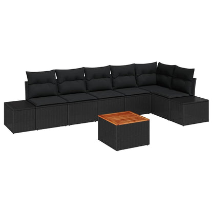 Set Divano da Giardino con archiviazione 7 pcs Nero polyrattan | homemem39
