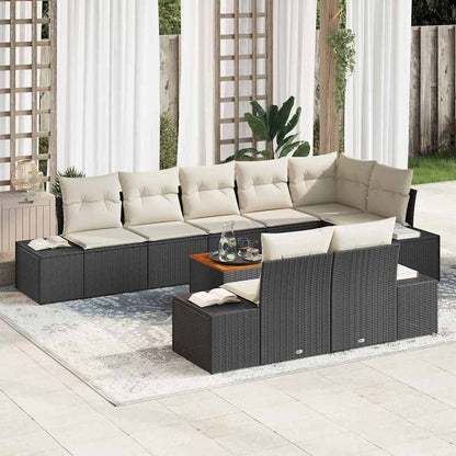 Set Divano da Giardino con archiviazione 9 pcs Nero e bianco | homemem39