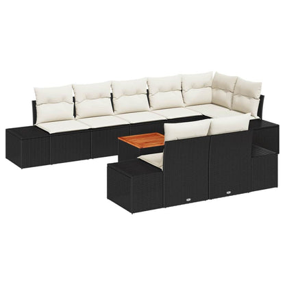 Set Divano da Giardino con archiviazione 9 pcs Nero e bianco | homemem39