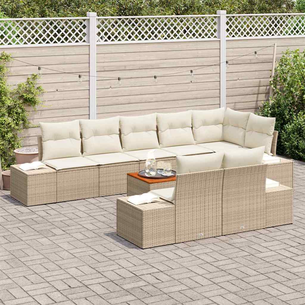 Set Divano da Giardino 9 pcs Beige e bianco - homemem39