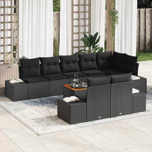 Set Divano da Giardino con archiviazione 9 pcs Nero | homemem39
