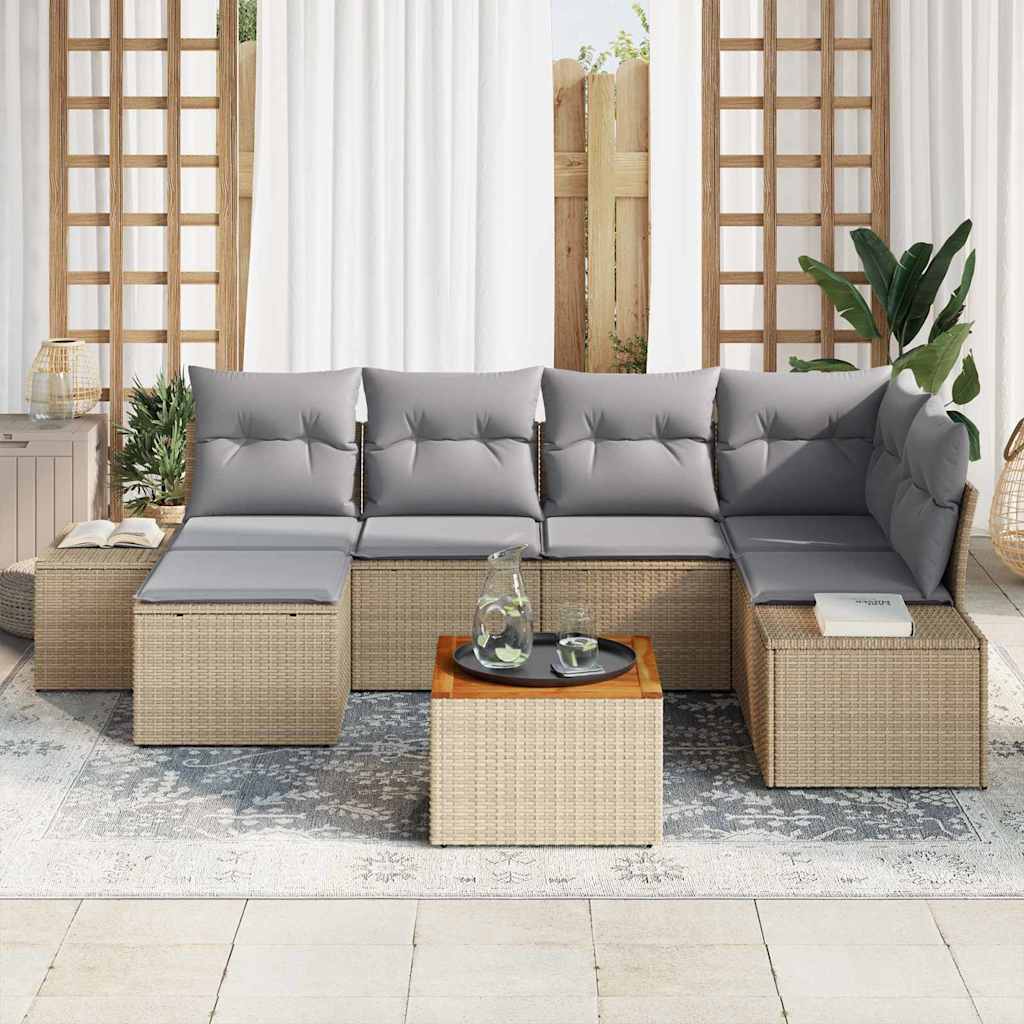 Set Divano da Giardino 7 pcs beige e grigio chiaro - homemem39