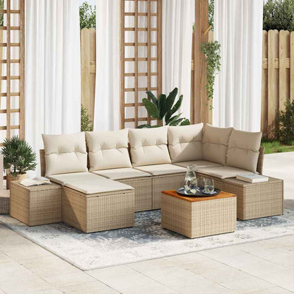 Set Divano da Giardino 7 pcs Beige e bianco - homemem39