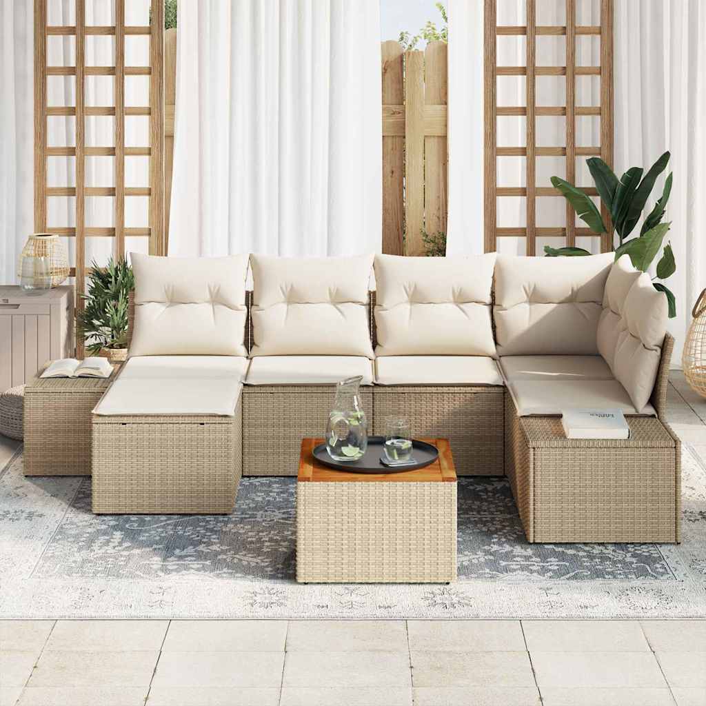 Set Divano da Giardino 7 pcs Beige e bianco - homemem39