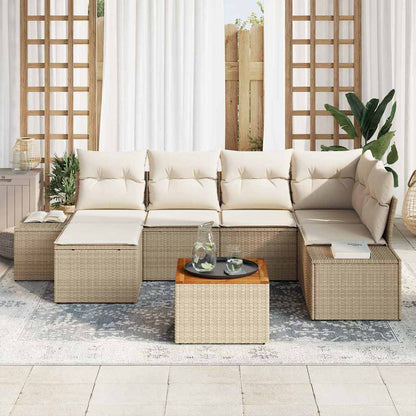 Set Divano da Giardino 7 pcs Beige e bianco - homemem39