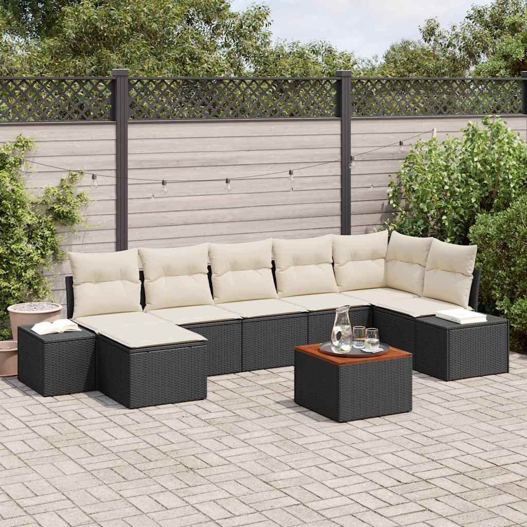 Set Divano da Giardino 8 pcs Nero e bianco | homemem39