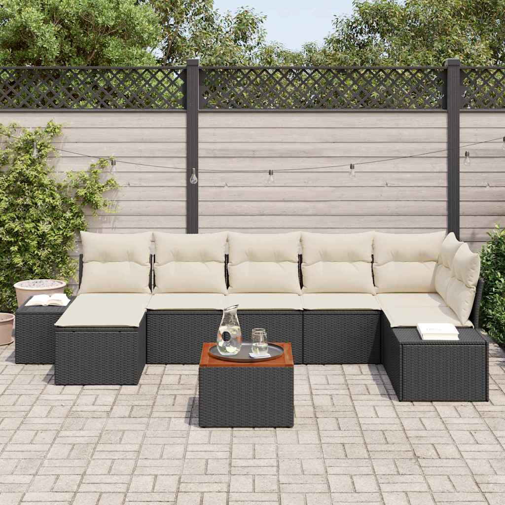 Set Divano da Giardino 8 pcs Nero e bianco | homemem39