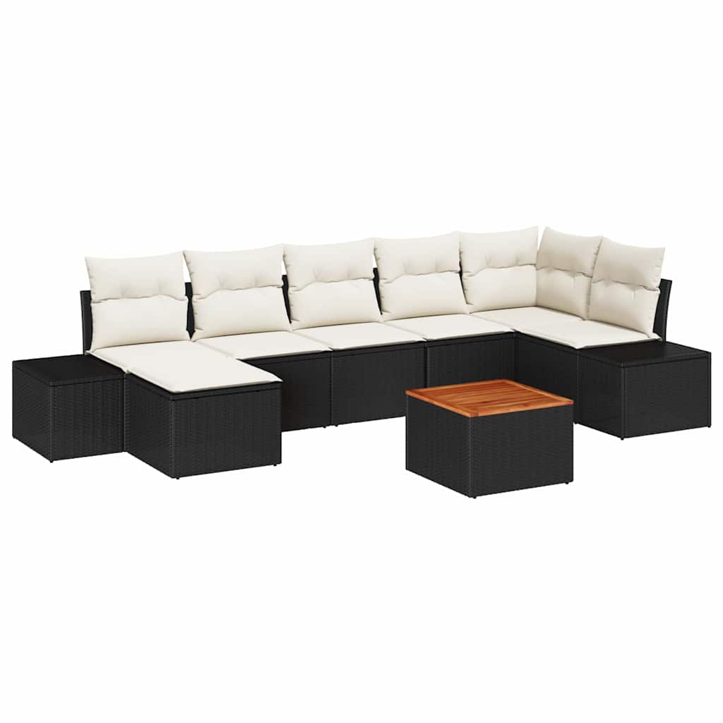 Set Divano da Giardino 8 pcs Nero e bianco | homemem39