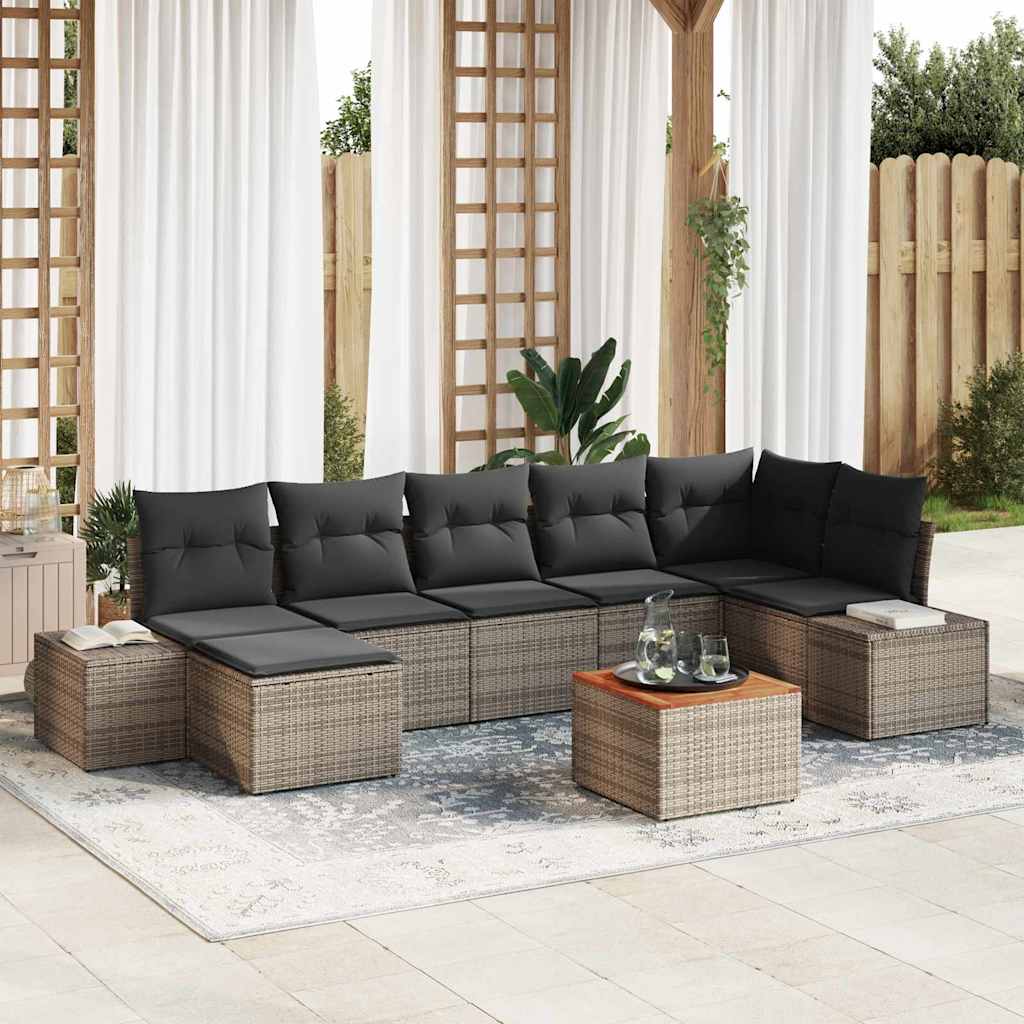 Set Divano da Giardino 8 pcs Grigio