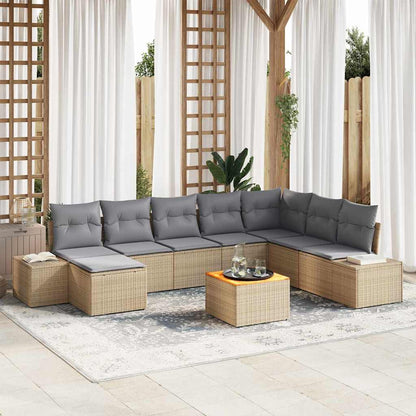 Set Divano da Giardino 9 pcs beige e grigio chiaro | homemem39