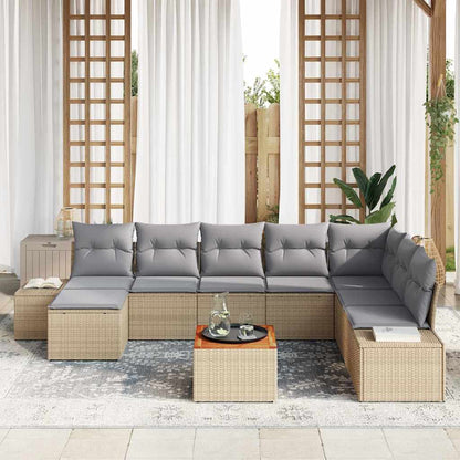 Set Divano da Giardino 9 pcs beige e grigio chiaro | homemem39