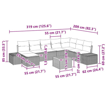 Set Divano da Giardino 9 pcs beige e grigio chiaro | homemem39