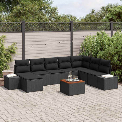 Set Divano da Giardino 9 pcs Nero | homemem39