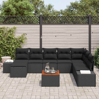 Set Divano da Giardino 9 pcs Nero | homemem39
