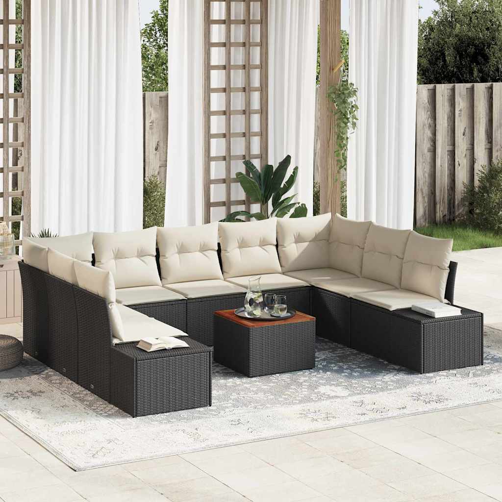 Set Divano da Giardino con archiviazione 10 pcs Nero e bianco | homemem39