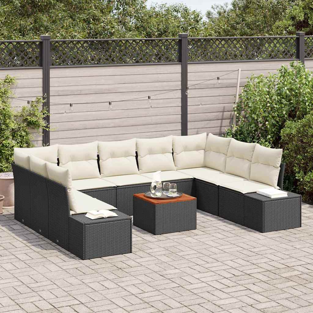 Set Divano da Giardino con archiviazione 10 pcs Nero e bianco | homemem39