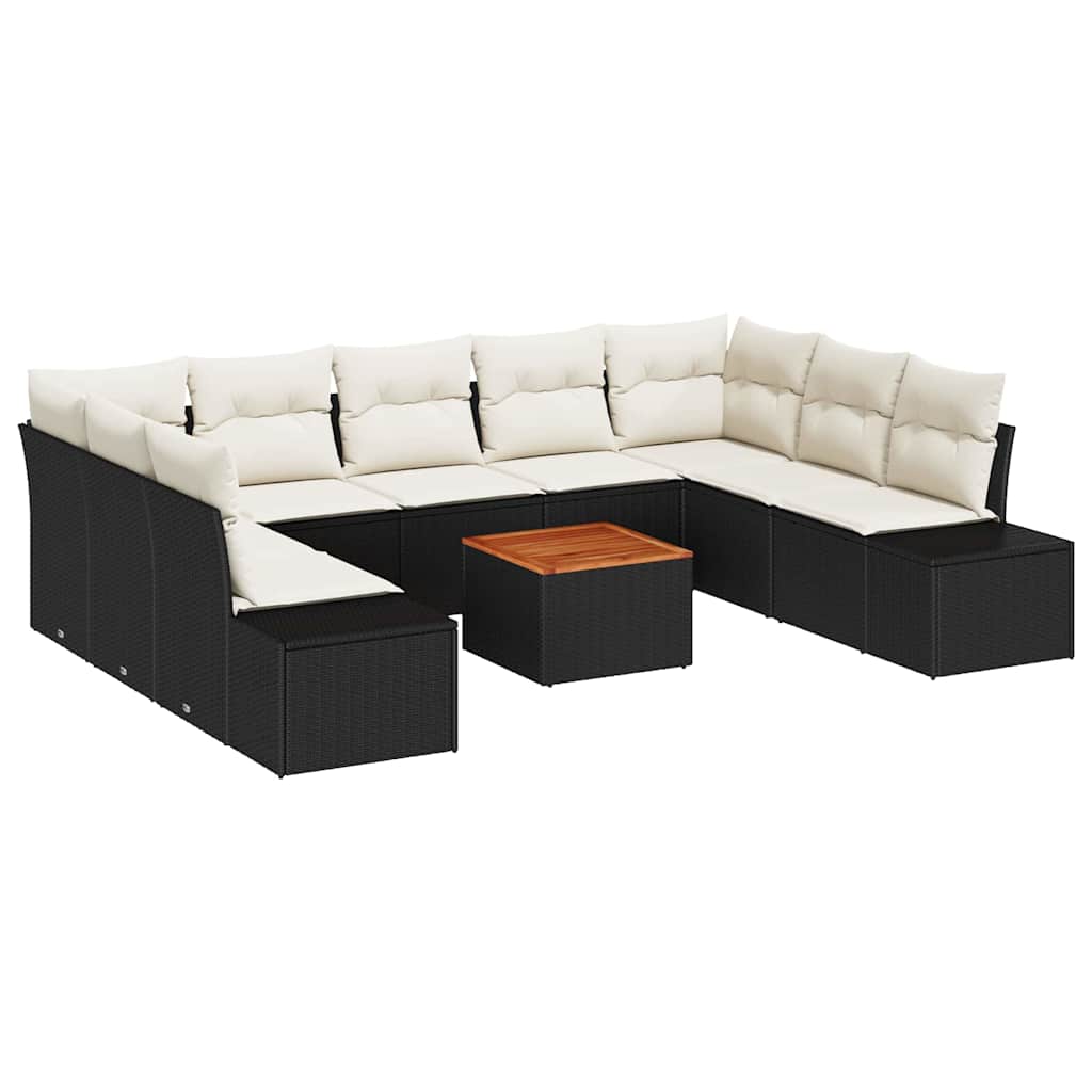 Set Divano da Giardino con archiviazione 10 pcs Nero e bianco | homemem39