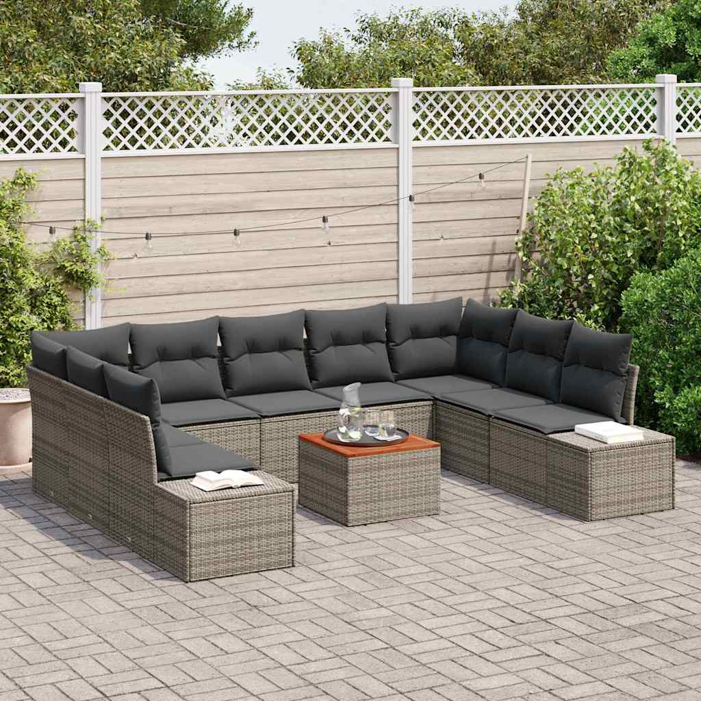Set Divano da Giardino 10 pcs Grigio - homemem39