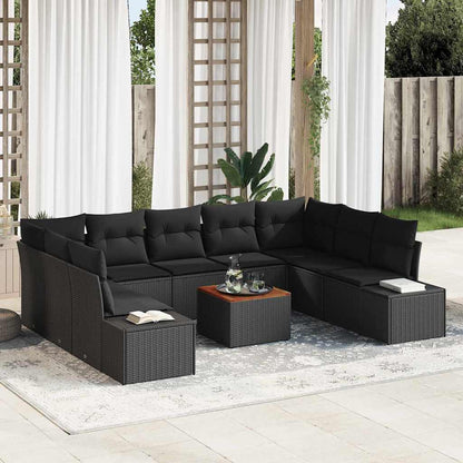 Set Divano da Giardino con archiviazione 10 pcs Nero | homemem39