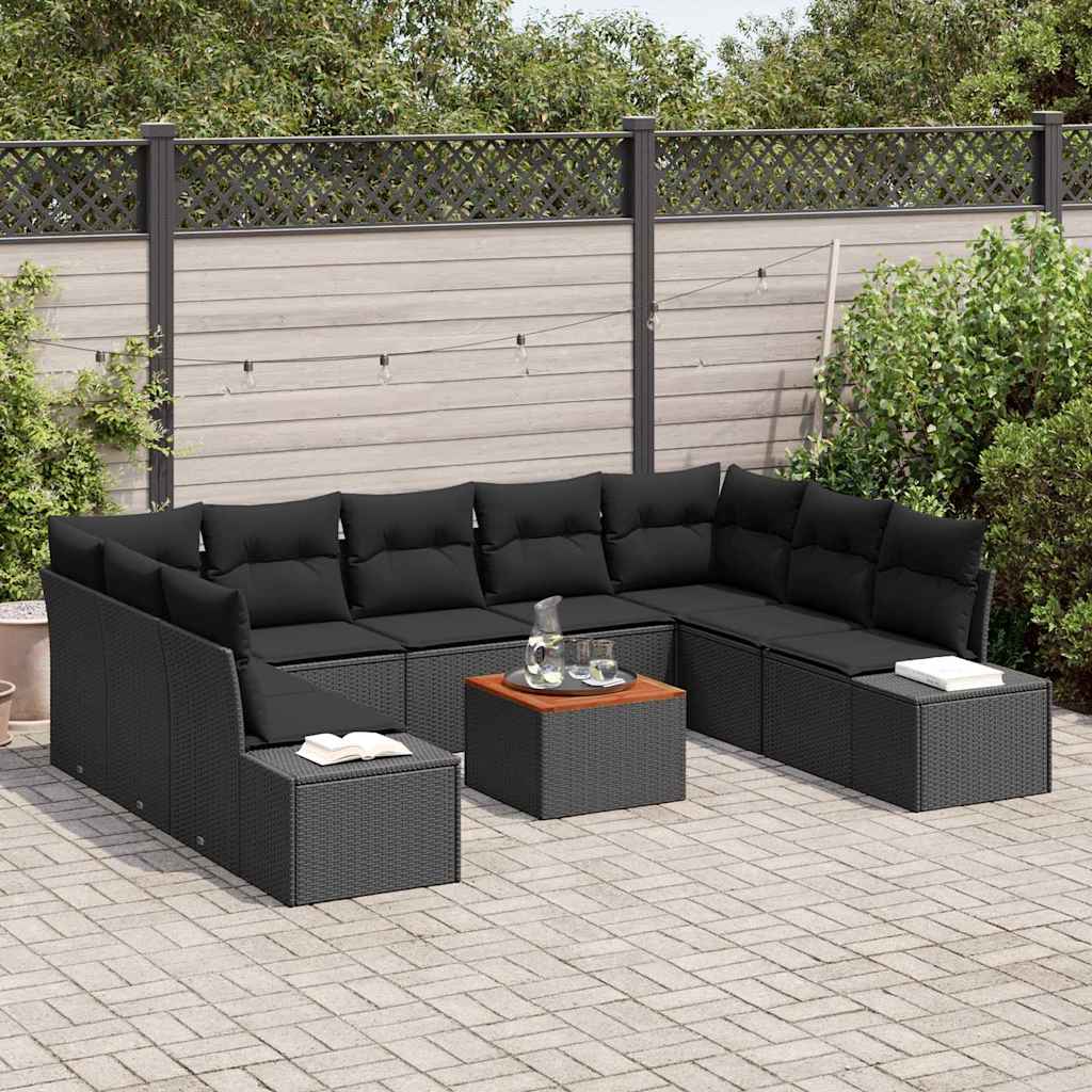 Set Divano da Giardino con archiviazione 10 pcs Nero | homemem39