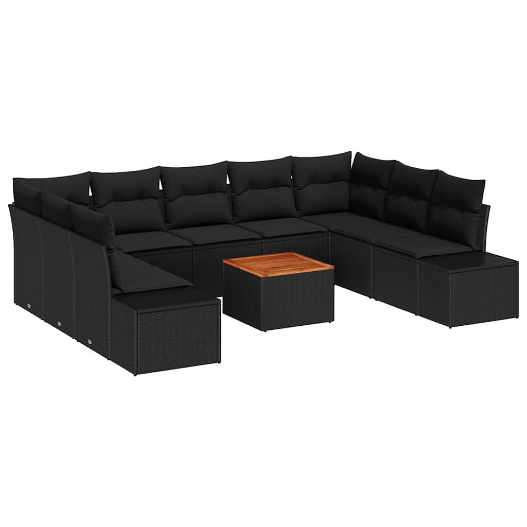 Set Divano da Giardino con archiviazione 10 pcs Nero | homemem39