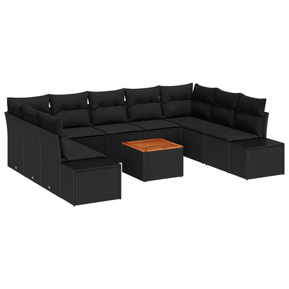Set Divano da Giardino con archiviazione 10 pcs Nero | homemem39