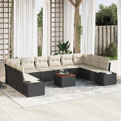 Set Divano da Giardino con archiviazione 11 pcs Nero e bianco | homemem39