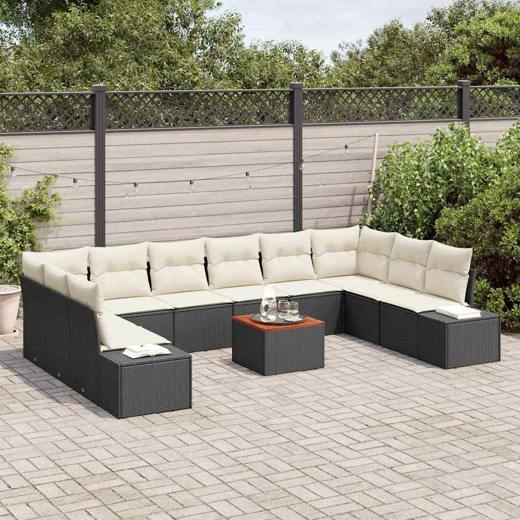 Set Divano da Giardino con archiviazione 11 pcs Nero e bianco | homemem39