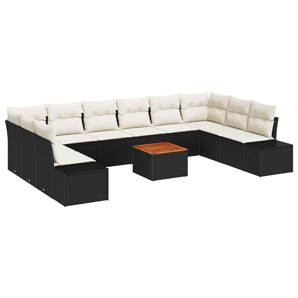 Set Divano da Giardino con archiviazione 11 pcs Nero e bianco | homemem39