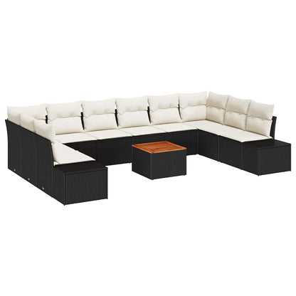 Set Divano da Giardino con archiviazione 11 pcs Nero e bianco | homemem39