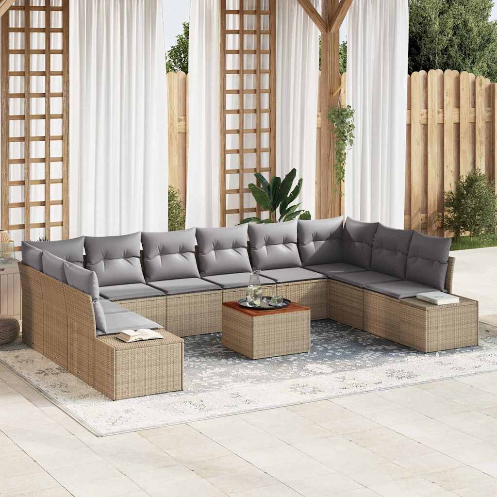 Set Divano da Giardino 11 pcs beige e grigio chiaro - homemem39