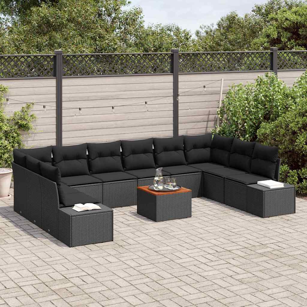 Set Divano da Giardino con archiviazione 11 pcs Nero | homemem39