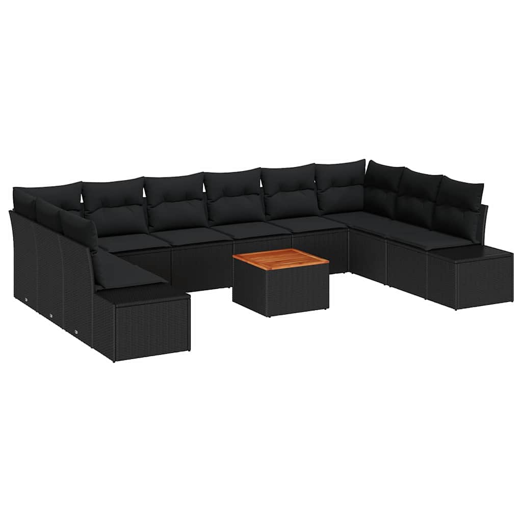 Set Divano da Giardino con archiviazione 11 pcs Nero | homemem39