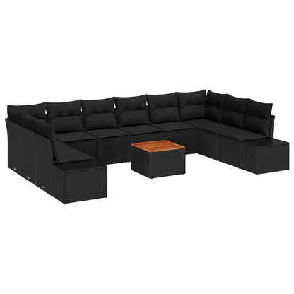 Set Divano da Giardino con archiviazione 11 pcs Nero | homemem39