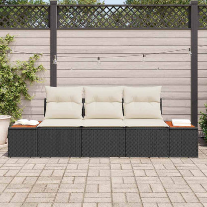 Set Divano da Giardino 3 pcs Nero e crema Poly Rattan | homemem39