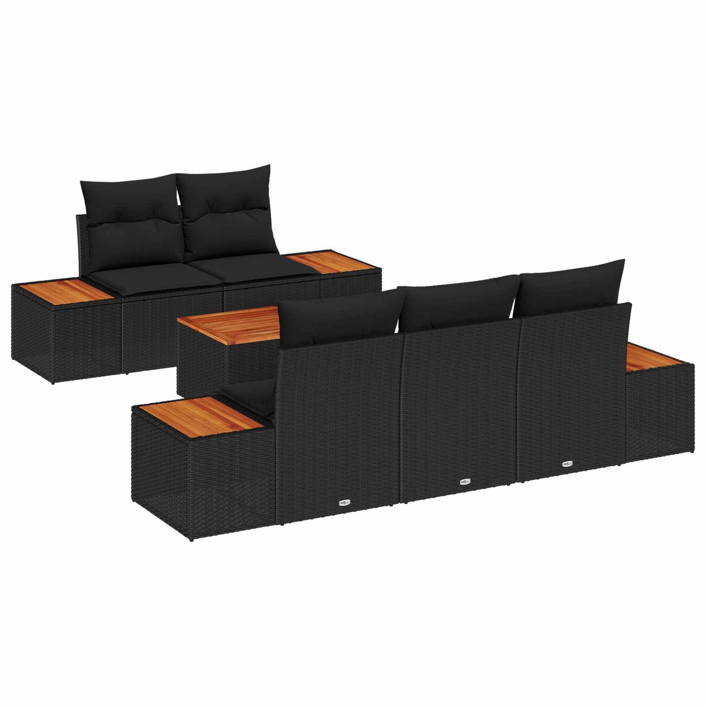 Set Divano da Giardino con archiviazione 6 pcs Nero Poly Rattan | homemem39