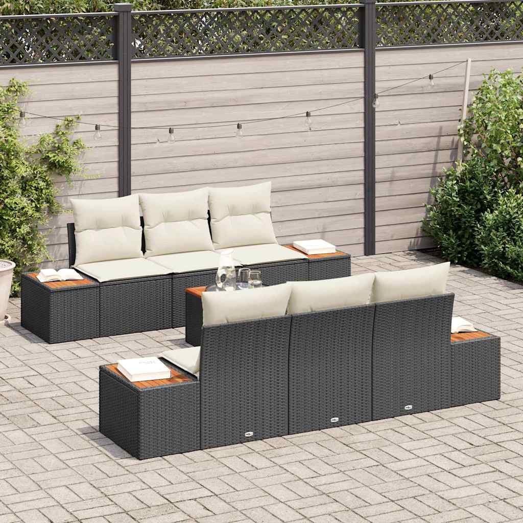 Set Divano da Giardino con archiviazione 7 pcs Nero Poly Rattan | homemem39