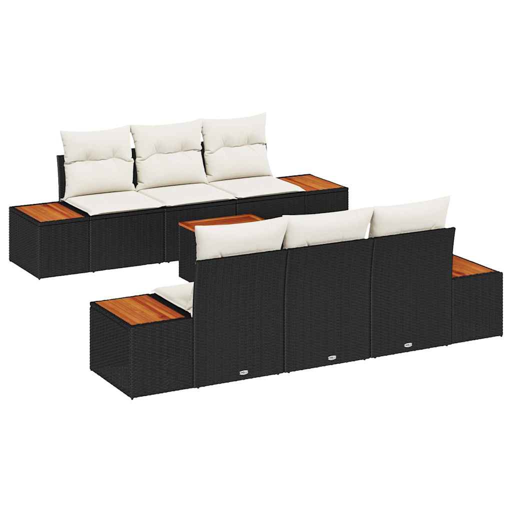 Set Divano da Giardino con archiviazione 7 pcs Nero Poly Rattan | homemem39