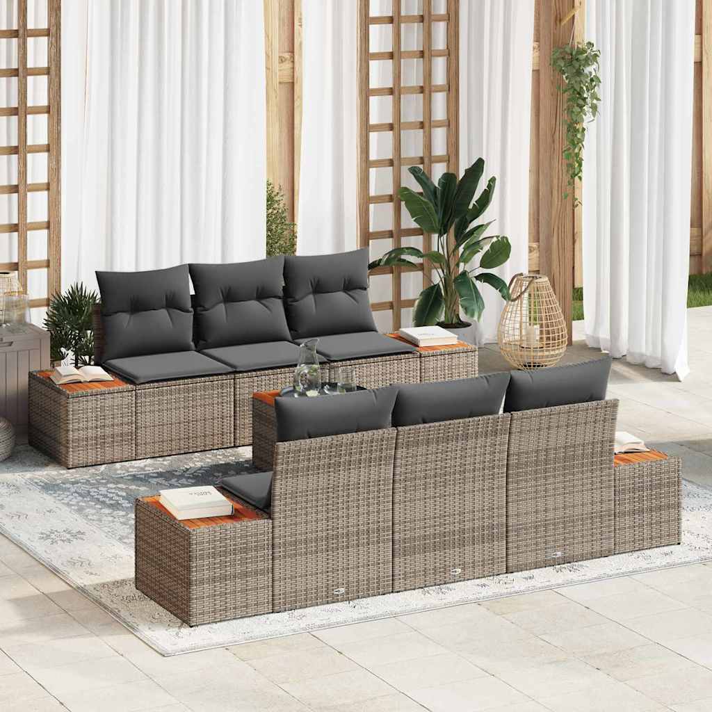 Set Divano da Giardino con cuscino 7 pcs Grigio Poly Rattan - homemem39