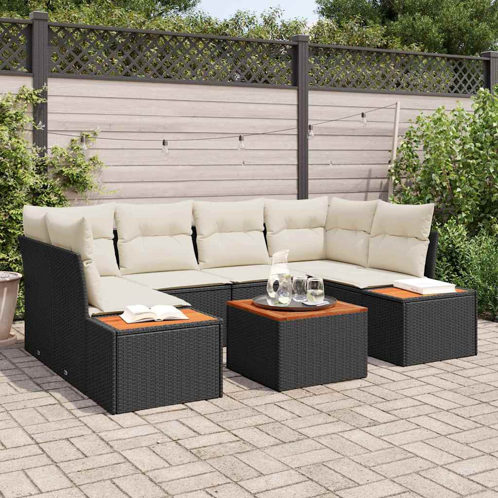 Set Divano da Giardino con archiviazione 7 pcs Nero Poly Rattan | homemem39