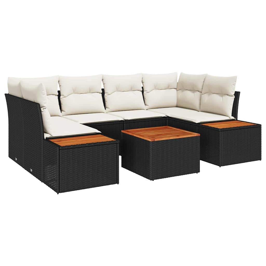 Set Divano da Giardino con archiviazione 7 pcs Nero Poly Rattan | homemem39
