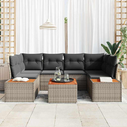 Set Divano da Giardino con cuscino 6 pcs Grigio Poly Rattan